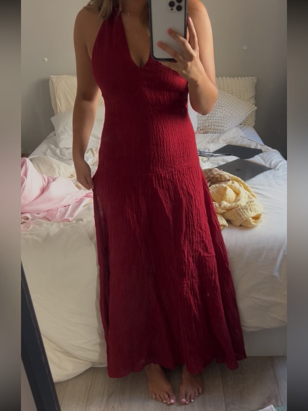 Massimo Dutti Red Halter Maxi Dress - Picture 6 of 8
